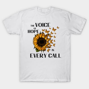 911 Police Dispatcher Sunflower for Sheriff Dispatch T-Shirt
